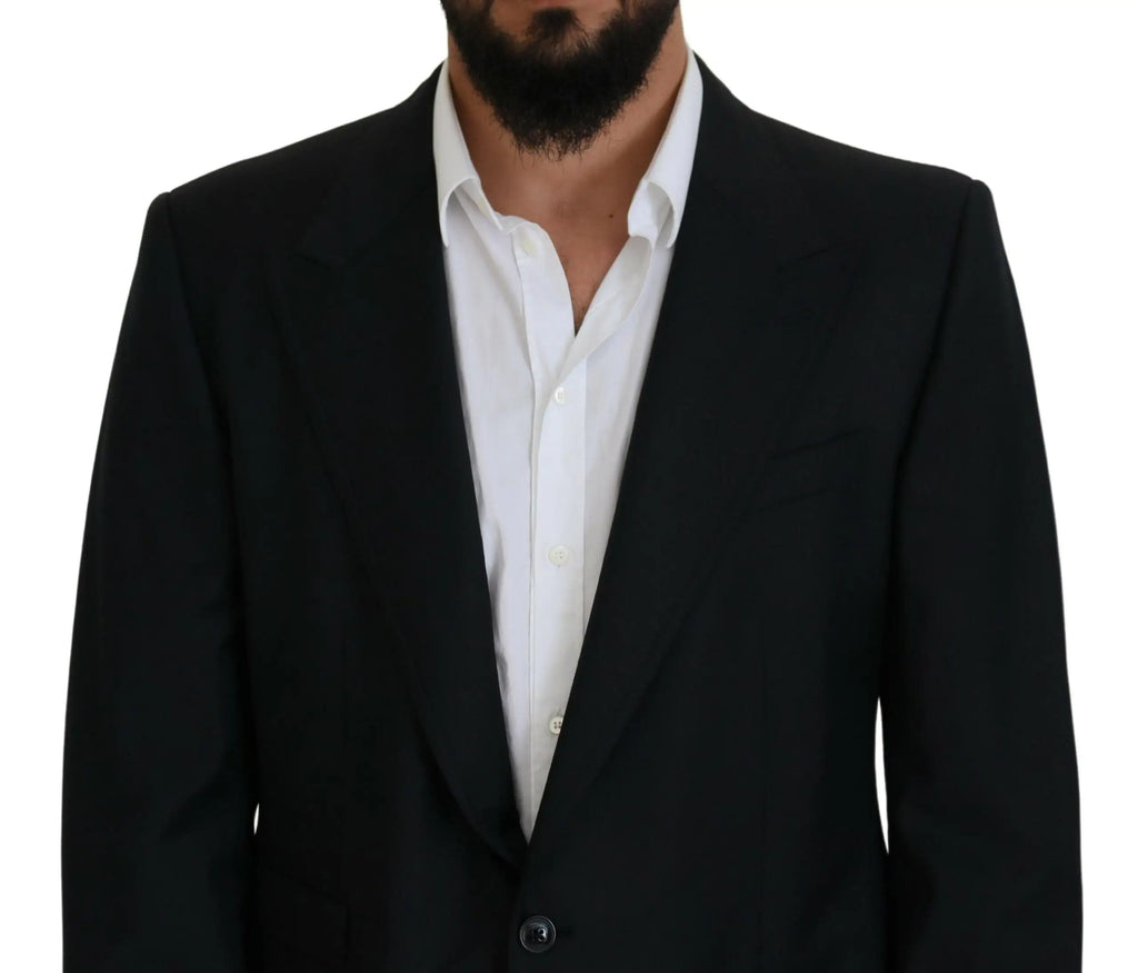 Blazer dolce & gabbana bleu foncé en laine sicilia avec design classique boutonnage simple et revers crantés