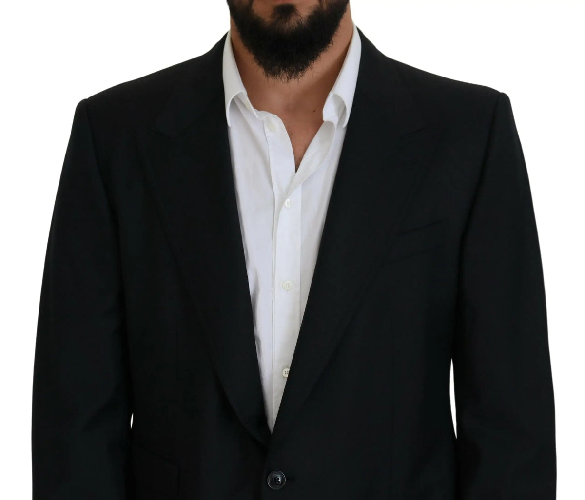 Blazer dolce & gabbana bleu foncé en laine sicilia avec design classique boutonnage simple et revers crantés