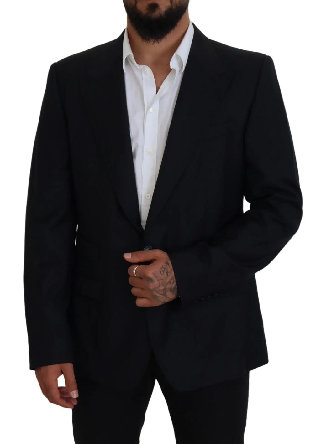 Blazer dolce & gabbana masculin en laine bleu foncé avec design classique simple boutonnage et revers crantés