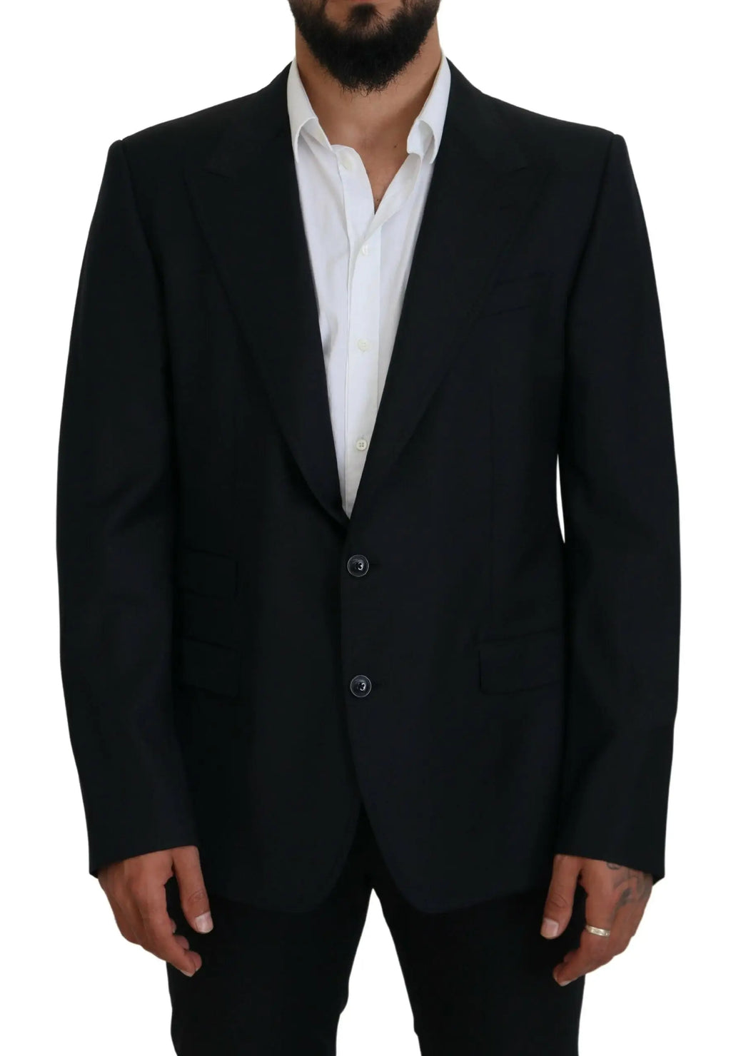 Dolce & gabbana blazer homme bleu foncé en laine avec coupe ajustée et texture subtile pour occasions formelles