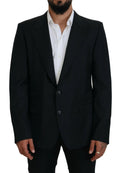 Dolce & gabbana blazer homme bleu foncé en laine avec coupe ajustée et texture subtile pour occasions formelles