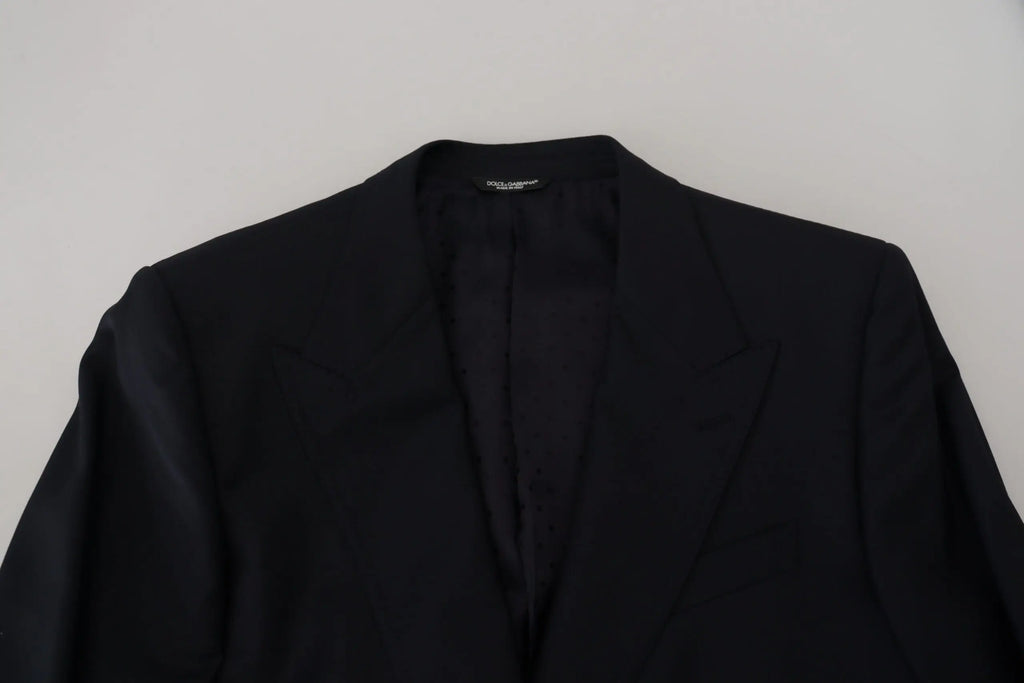 Dolce gabbana blazer pour homme bleu foncé en laine avec coupe classique ajustée et épaules structurées
