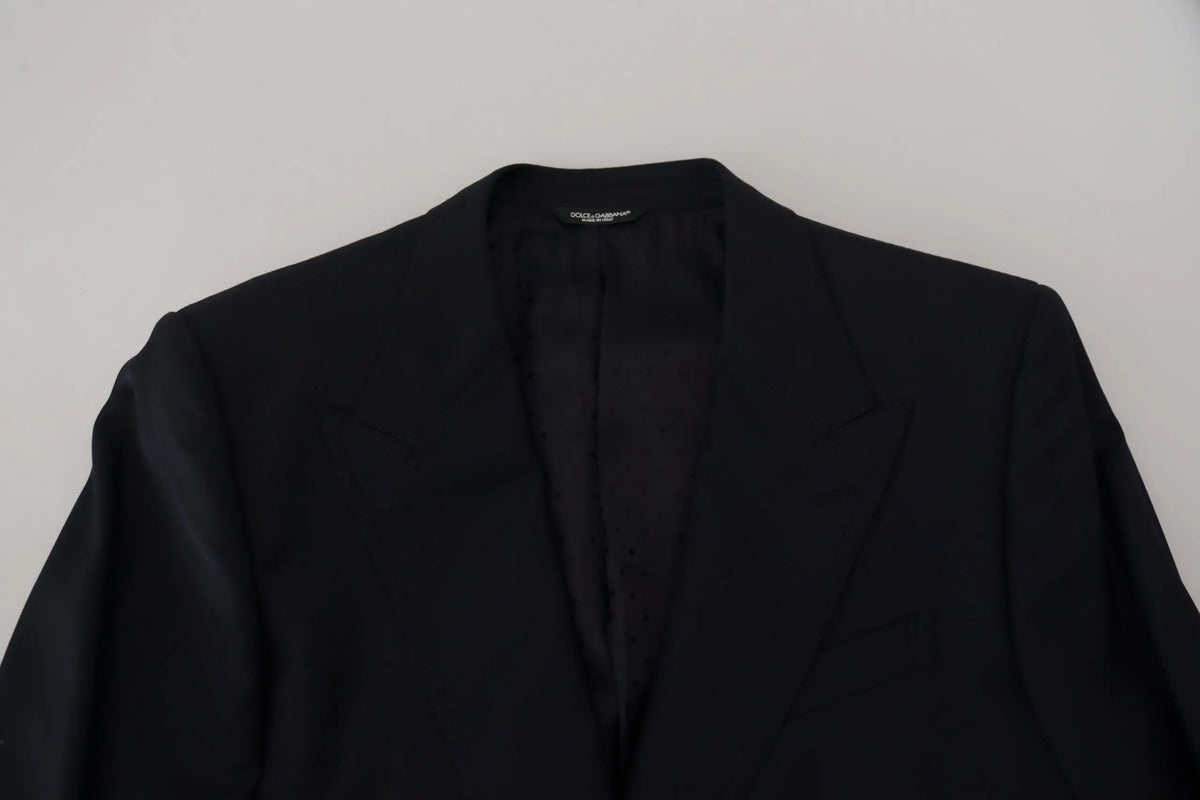 Dolce gabbana blazer pour homme bleu foncé en laine avec coupe classique ajustée et épaules structurées