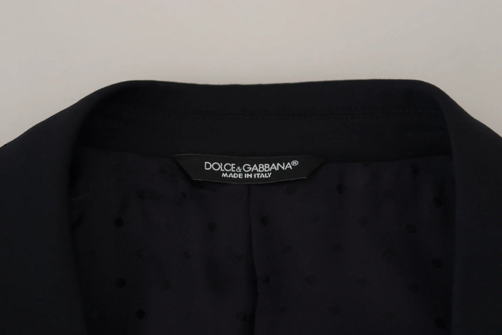 Blazer formel sicilia dolce & gabbana en laine bleu foncé avec motif à pois subtil et étiquette made in italy