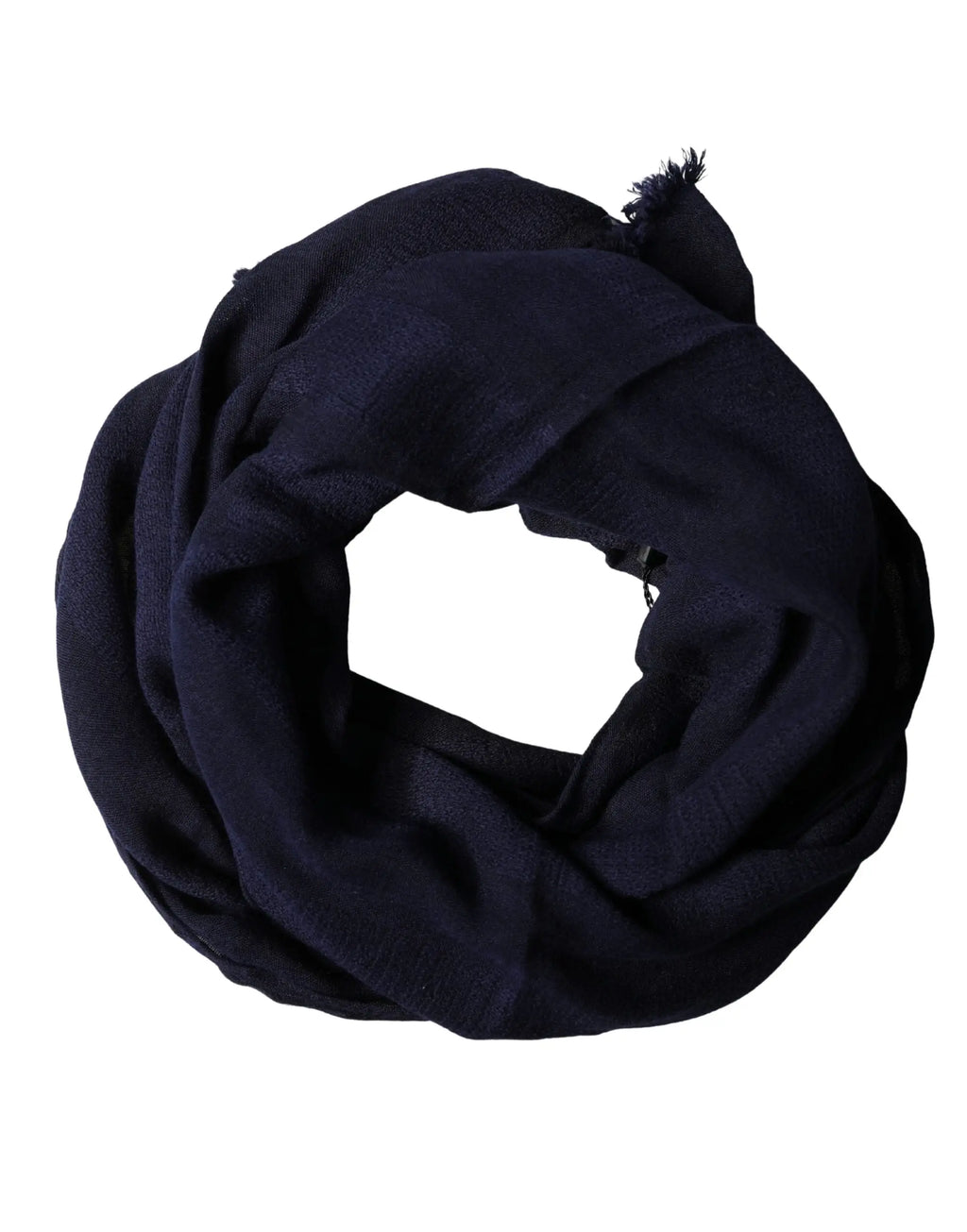 Écharpe unisexe dolce & gabbana en laine bleu marine foncé avec texture légère et franges 170cm x 60cm