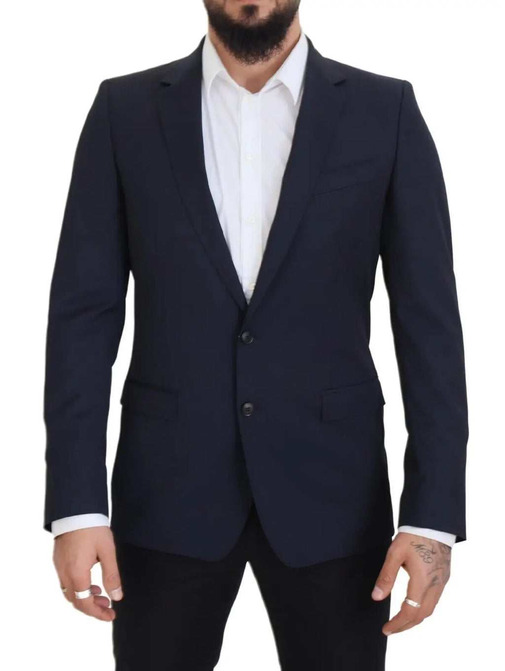 Blazer dolce & gabbana martini bleu marine en laine avec deux boutons avant et col à revers classique