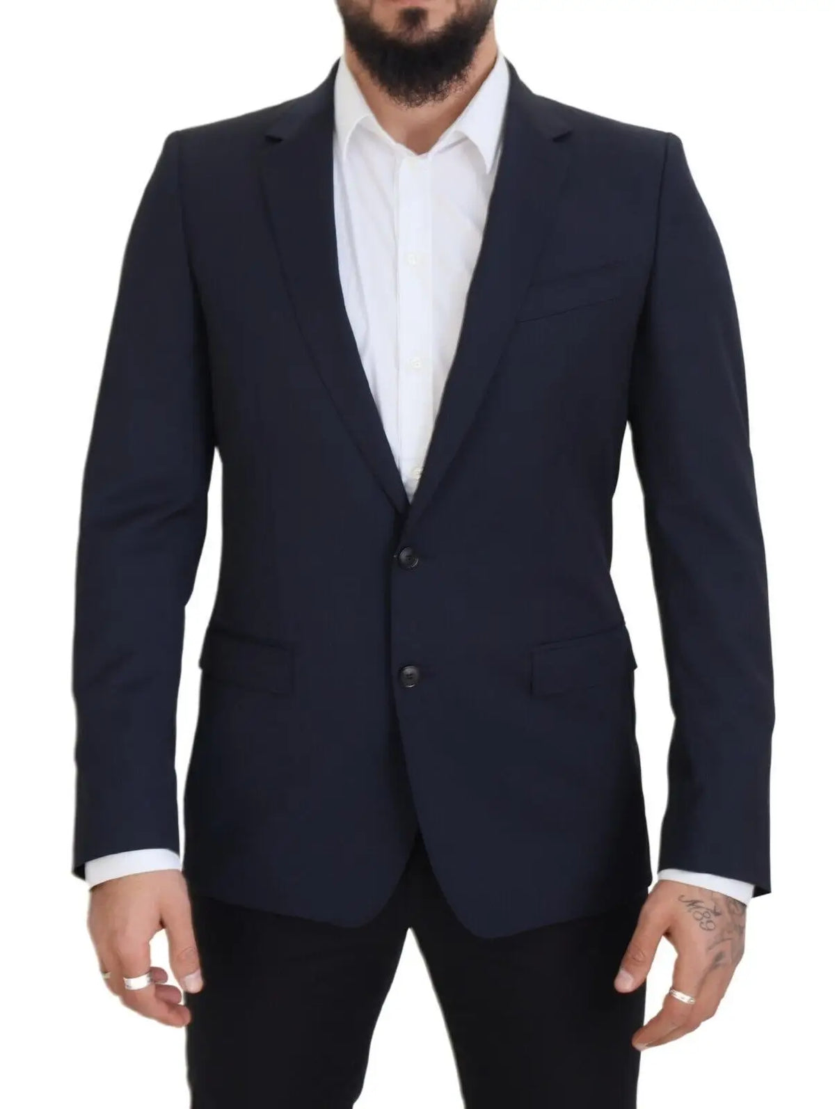 Blazer dolce & gabbana martini bleu marine en laine avec deux boutons avant et col à revers classique
