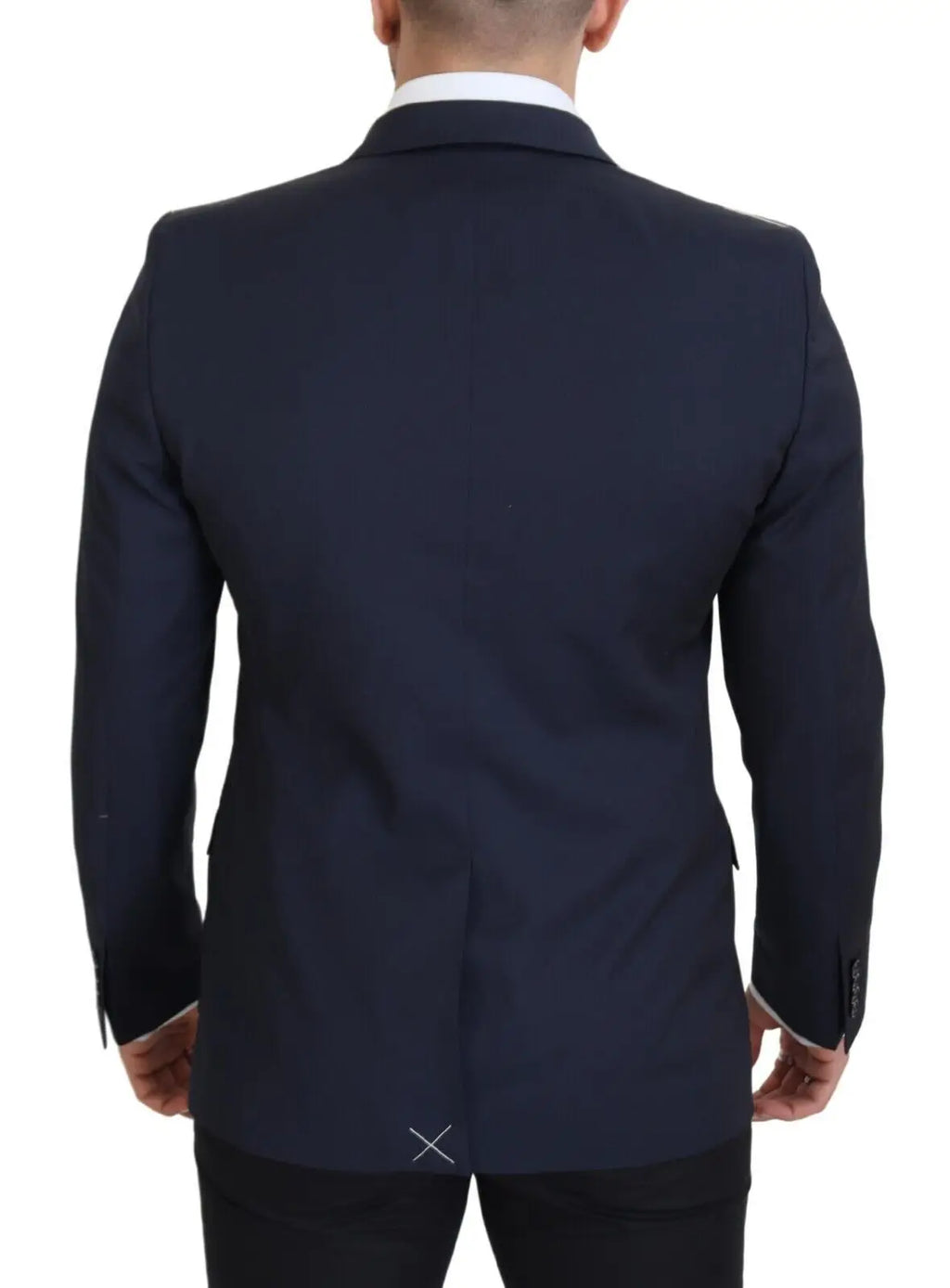 Veste blazer dolce & gabbana martini bleu marine en laine avec revers crantés et détails de couture subtils