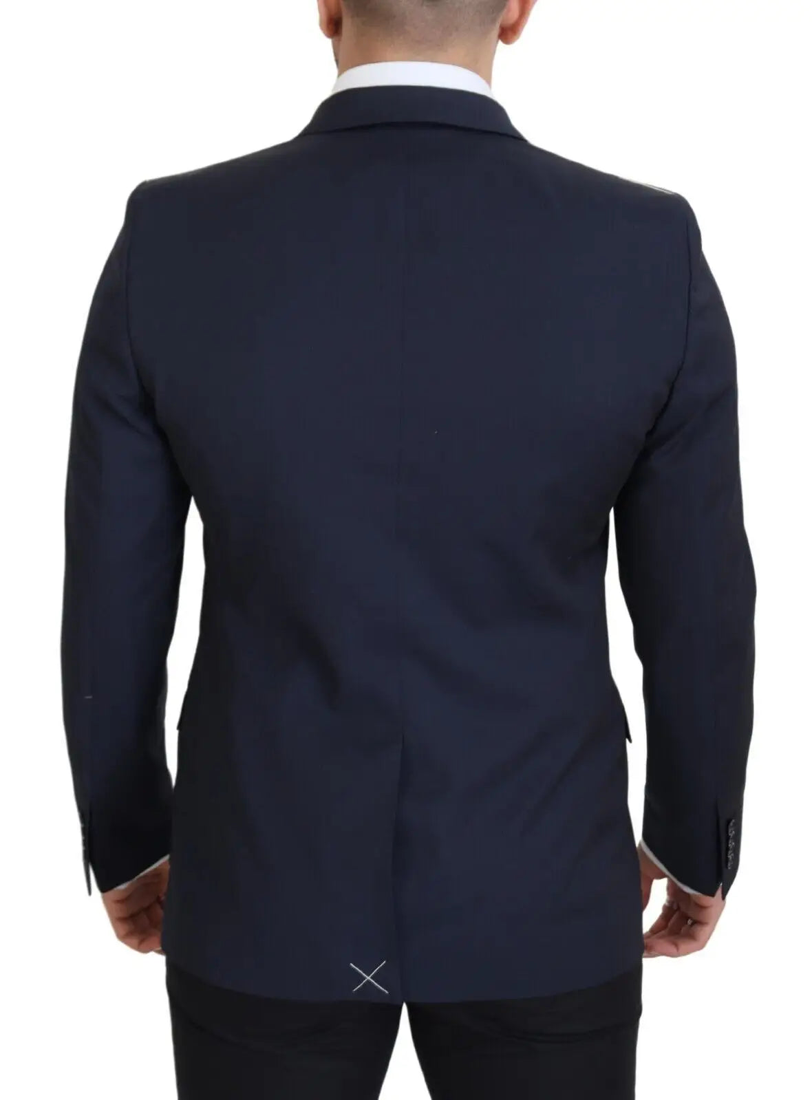 Veste blazer dolce & gabbana martini bleu marine en laine avec revers crantés et détails de couture subtils