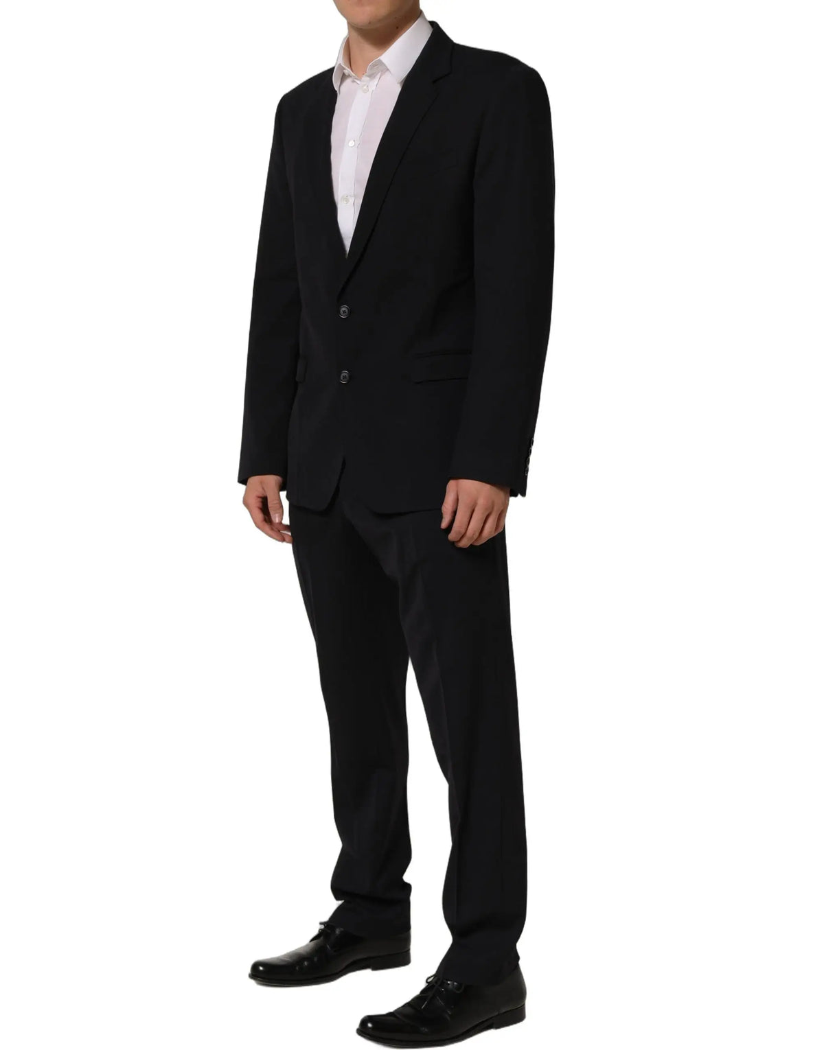 Veste de costume noire ajustée dolce & gabbana à deux boutons en laine bleu foncé slim fit pour homme