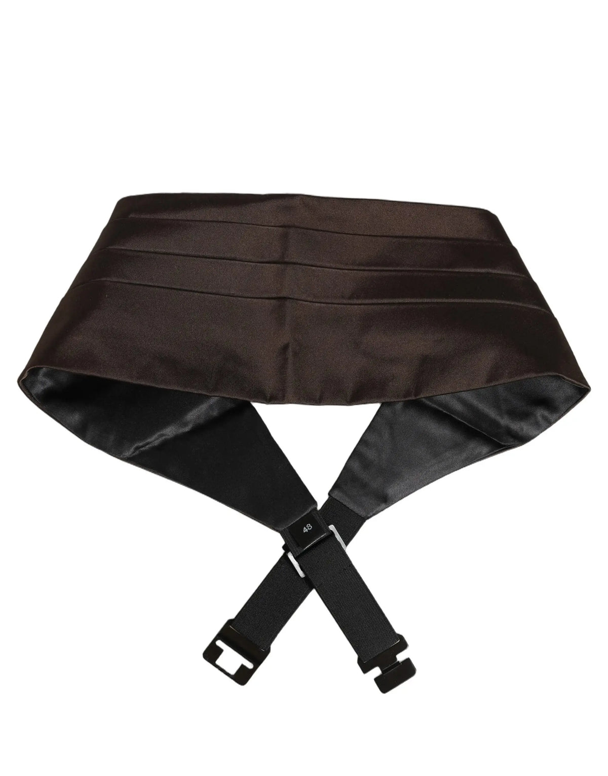 Cummerbund noir en satin avec design plissé élégant et bretelles ajustables dolce gabbana ceinture 100 soie marron foncé