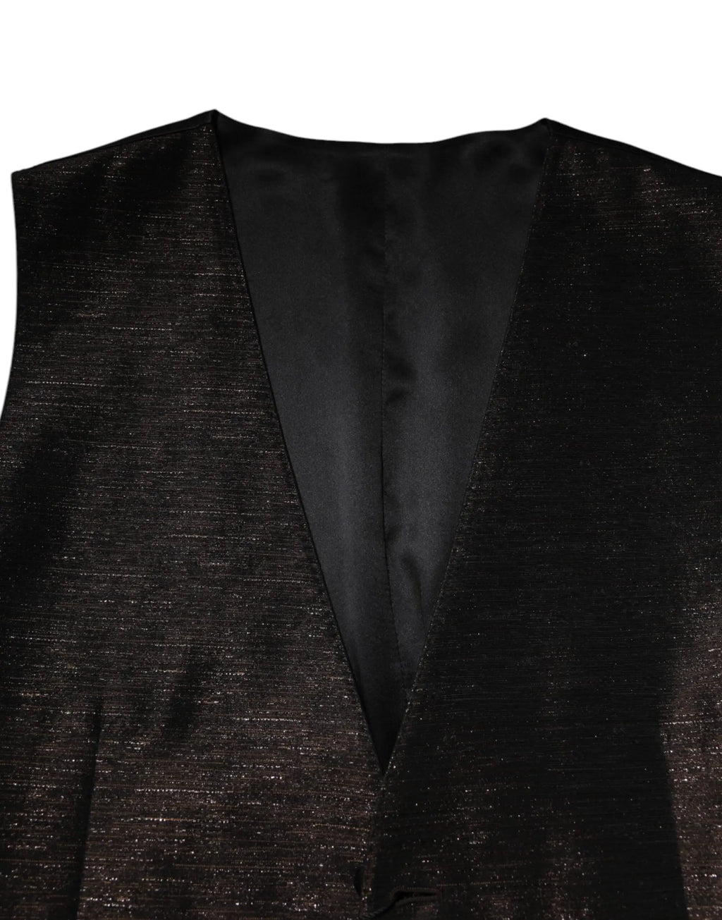 Dolce & gabbana gilet homme noir scintillant avec col en v doublé satin pour tenue formelle élégante
