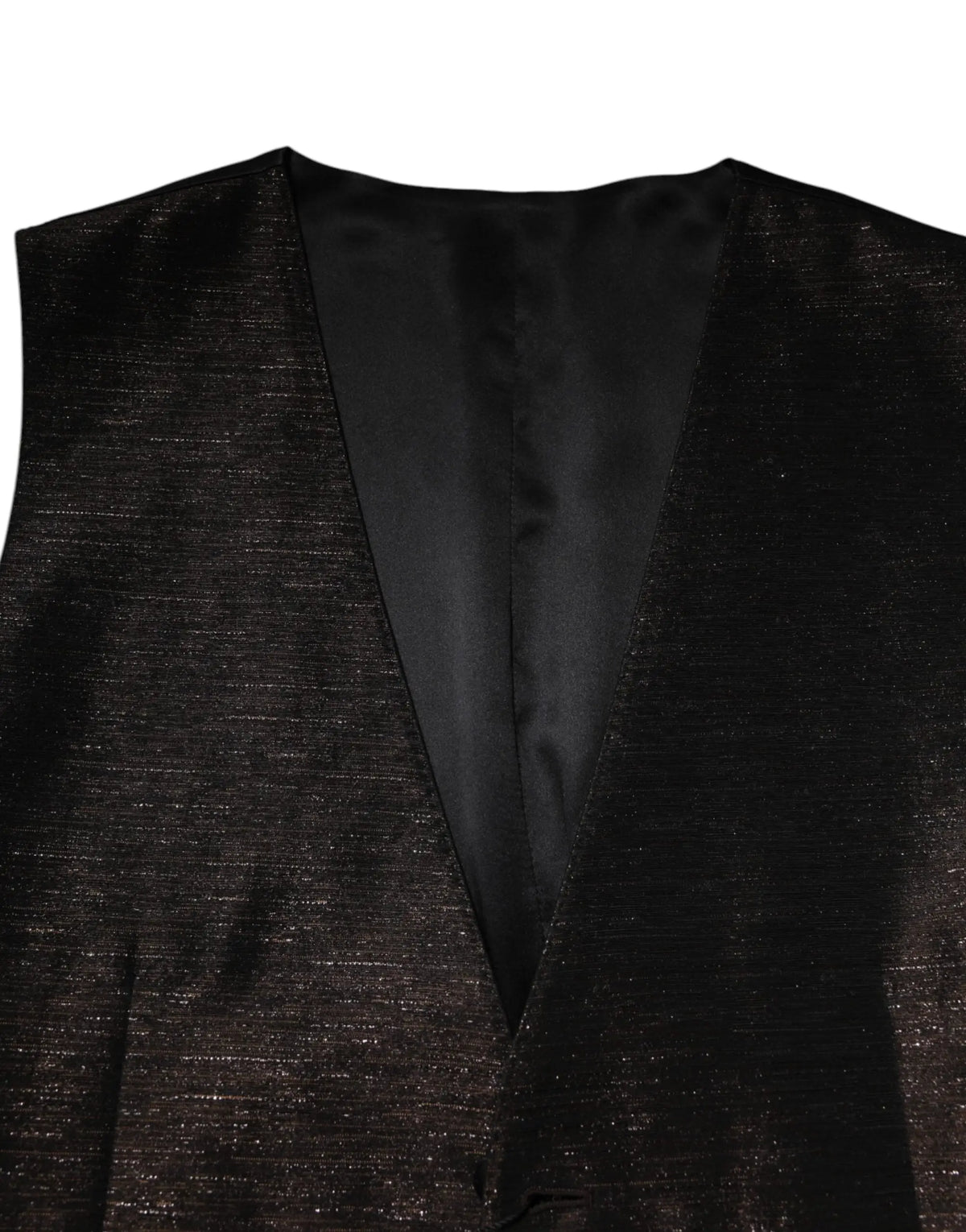 Dolce & gabbana gilet homme noir scintillant avec col en v doublé satin pour tenue formelle élégante