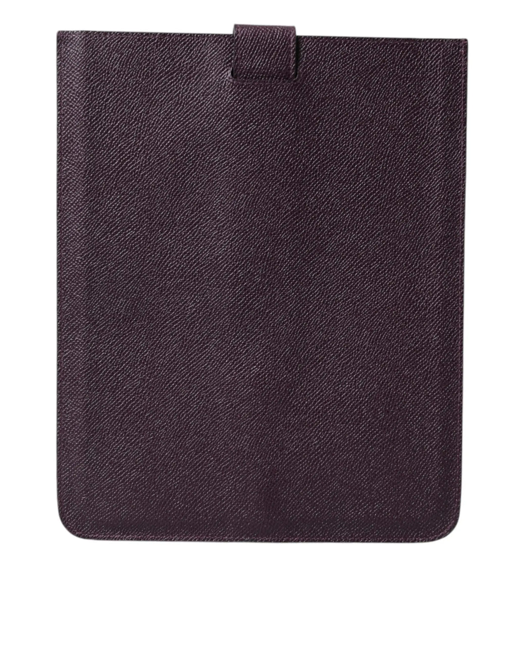 Dolce & gabbana housse tablette en cuir texturé violet foncé avec rabat fermeture et plaque logo marron