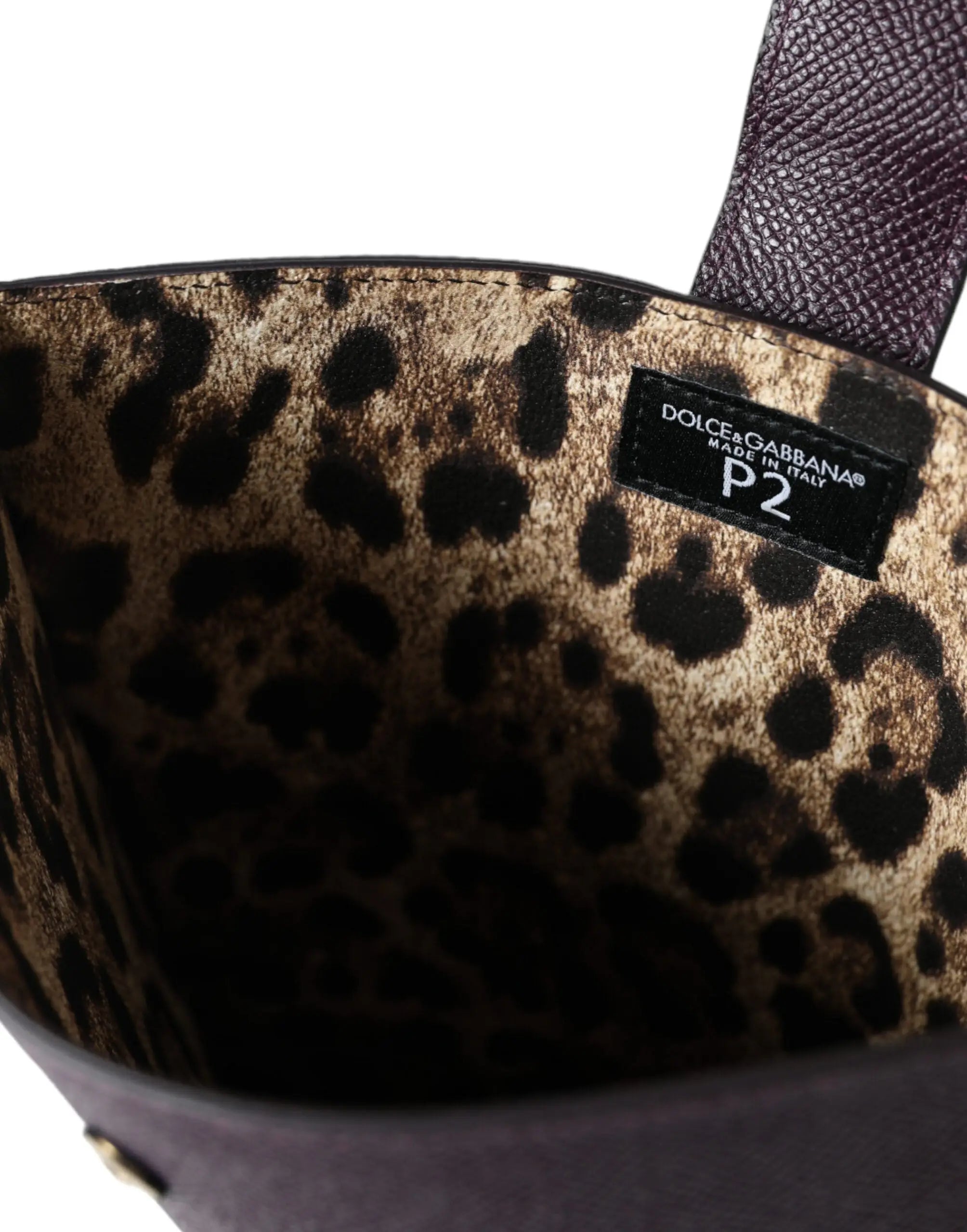 Dolce & gabbana dark brown leather tablet case with leopard-print interior lining and logo plaque cover