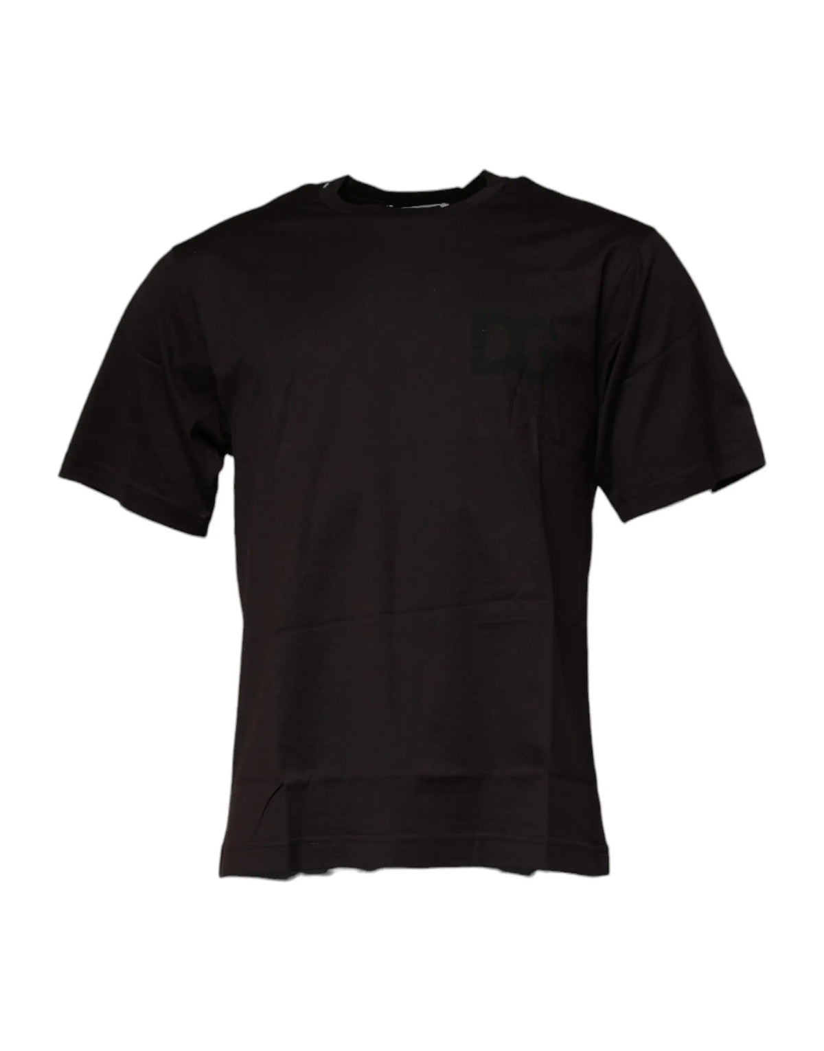 T-shirt dolce & gabbana noir à manches courtes avec logo discret marron en coton col rond