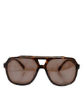 Lunettes de soleil aviateur dolce & gabbana en acétate écaille de tortue marron foncé avec verres dégradés bruns et chaîne métallique
