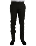 Pantalon formel slim fit dolce & gabbana en laine marron foncé avec coupe droite élégante et plis subtils