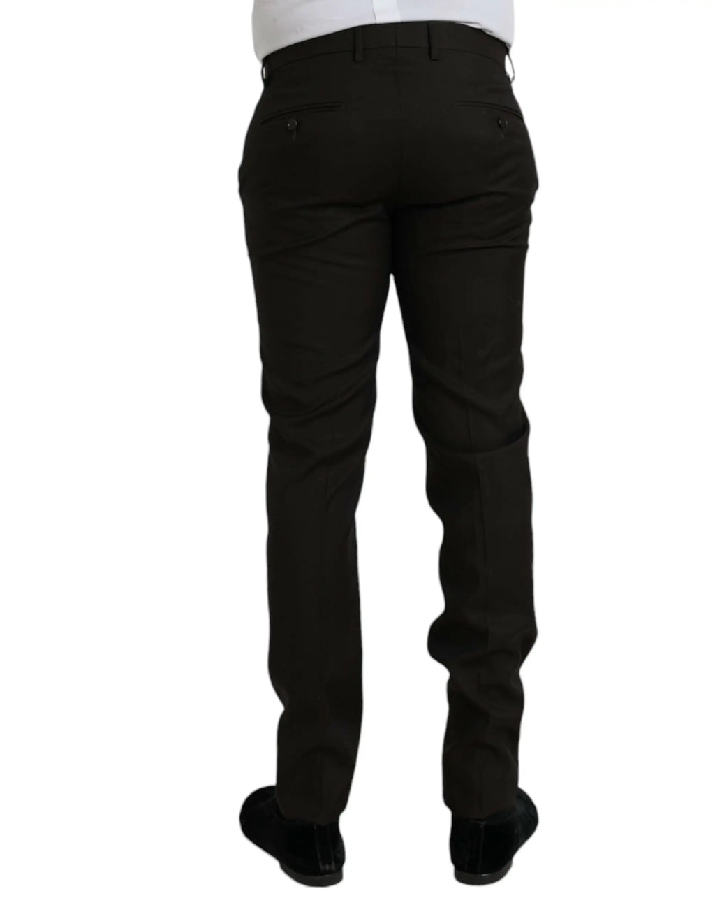 Pantalon formel slim fit en laine marron foncé de dolce & gabbana avec coupe droite élégante et coutures discrètes