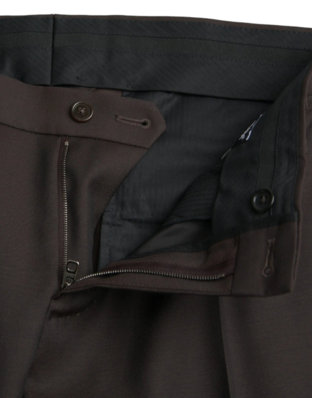 Pantalon formel slim fit en laine marron foncé dolce & gabbana avec coupe élégante et coutures discrètes