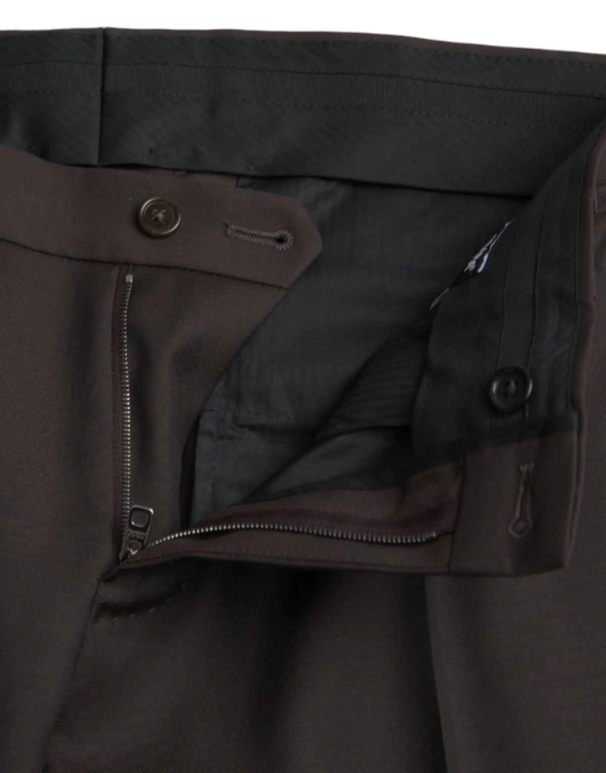 Pantalon formel slim fit en laine marron foncé dolce & gabbana avec coupe élégante et coutures discrètes