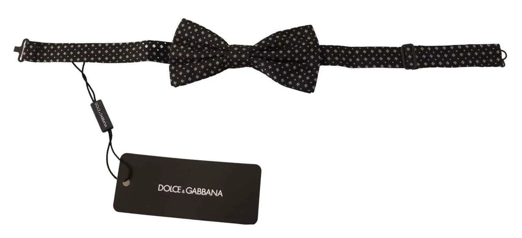 Noeud papillon dolce & gabbana noir avec motif subtil de petits points blancs 100% soie réglable