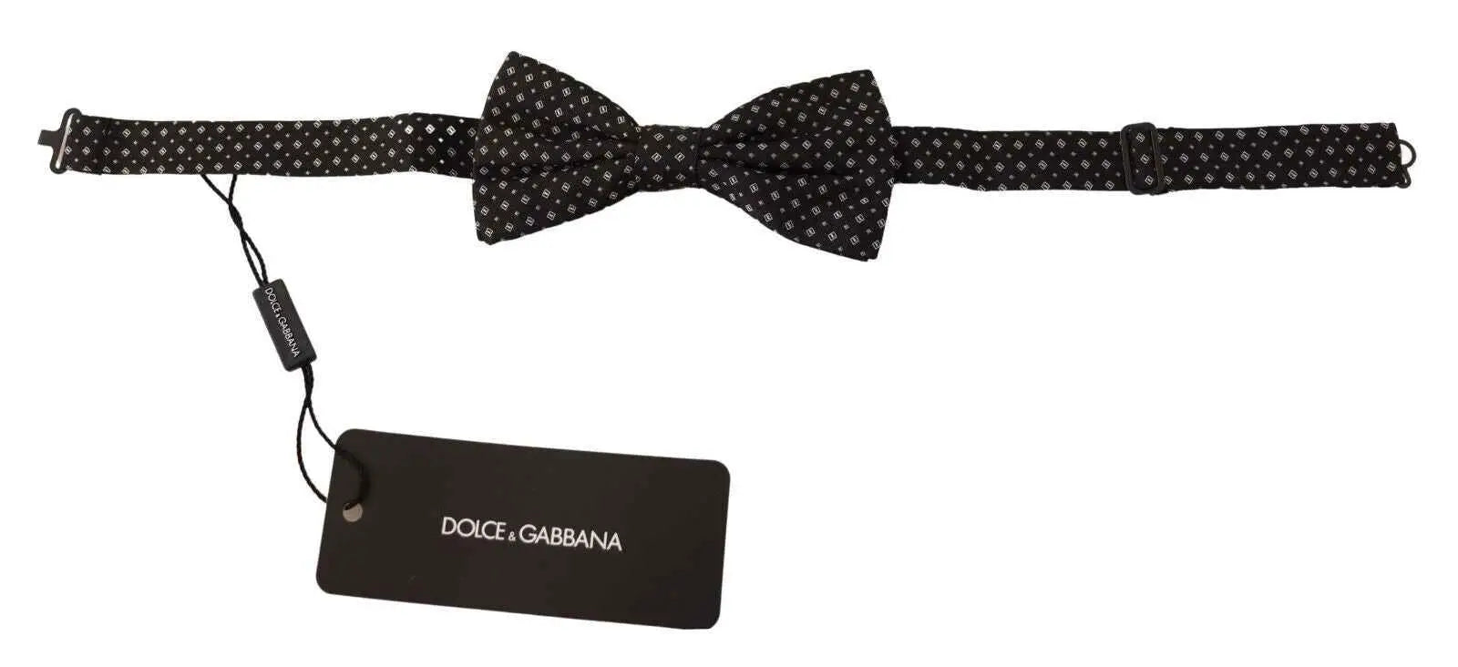 Noeud papillon dolce & gabbana noir avec motif subtil de petits points blancs 100% soie réglable