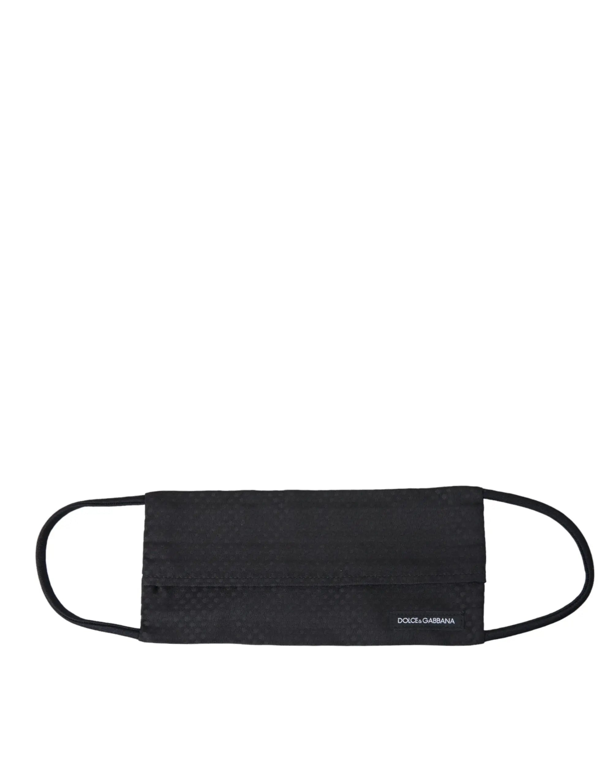 Masque en tissu noir dolce gabbana en soie 100 pourcent avec logo brodé et boucles élastiques pour les oreilles