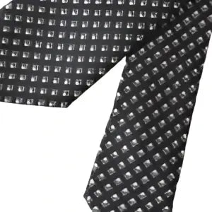 Cravate dolce & gabbana homme gris foncé en soie 100 pour cent avec motif quadrillé ajustable