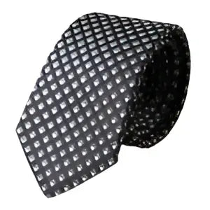 Cravate homme ajustable dolce & gabbana en soie 100 pour cent gris foncé avec motif géométrique subtil