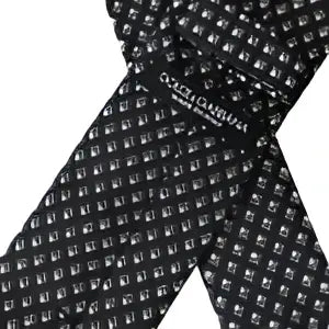Cravate noire dolce & gabbana en soie 100 pour cent avec motif géométrique subtil réglable pour homme