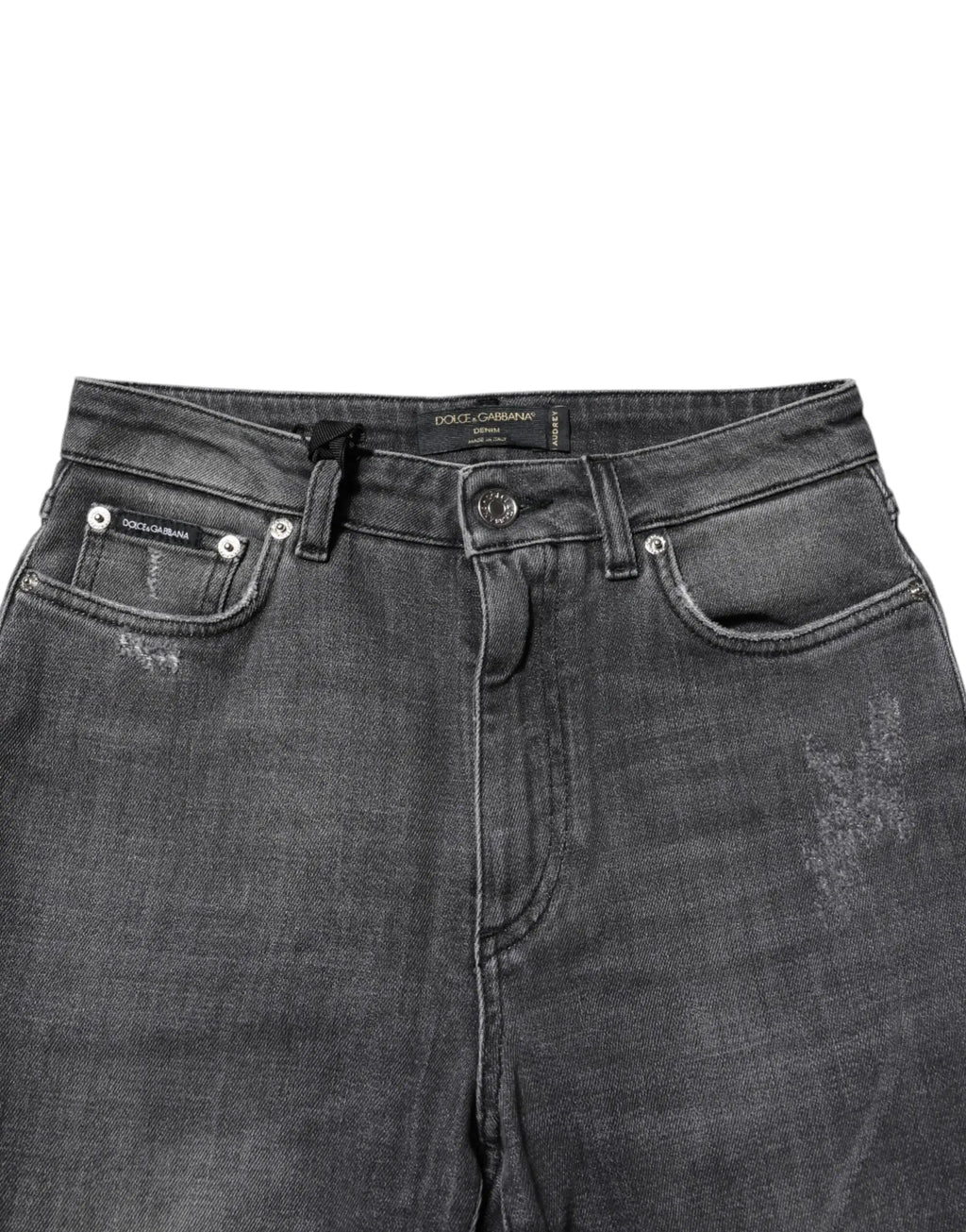 Jean skinny en denim coton audrey dark gray de dolce & gabbana vue arrière avec ceinture cinq poches classique