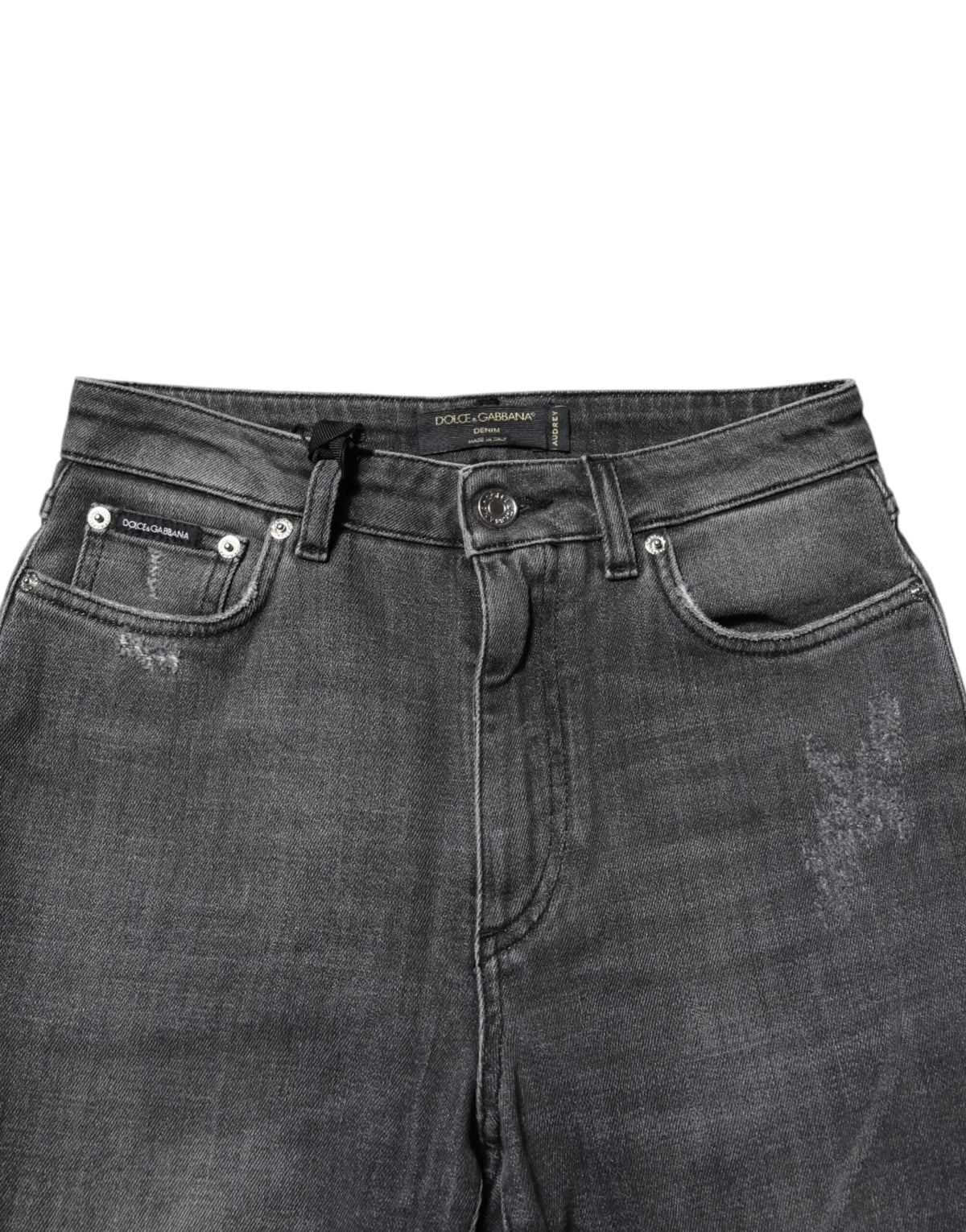 Jean skinny en denim coton audrey dark gray de dolce & gabbana vue arrière avec ceinture cinq poches classique