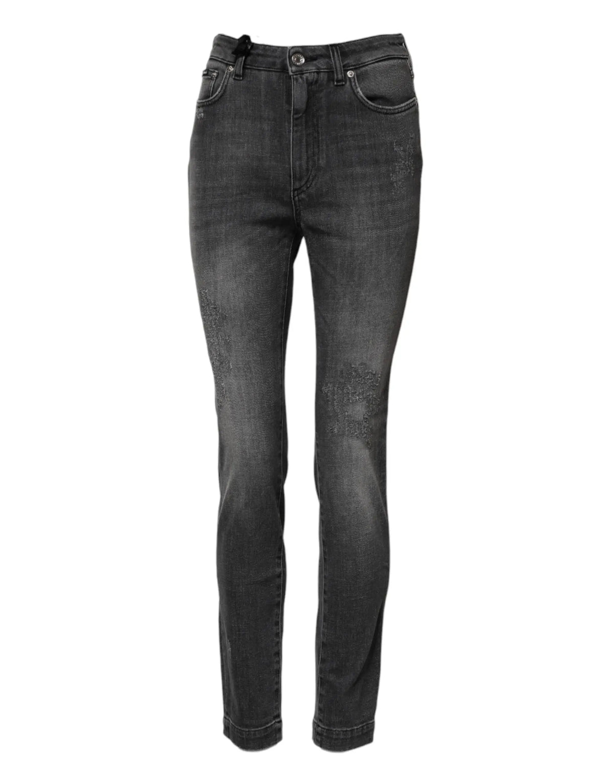 Jean slim en denim coton gris foncé distressed avec délavage subtil dolce gabbana audrey