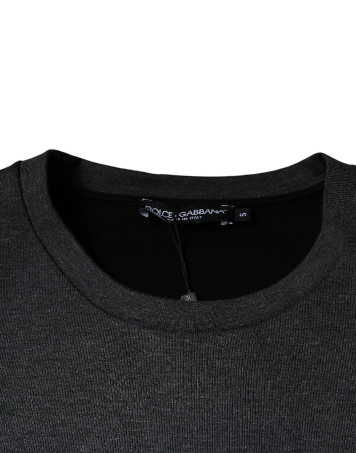 Dolce gabbana t-shirt gris foncé camouflage avec col rond côtelé et doublure intérieure noire
