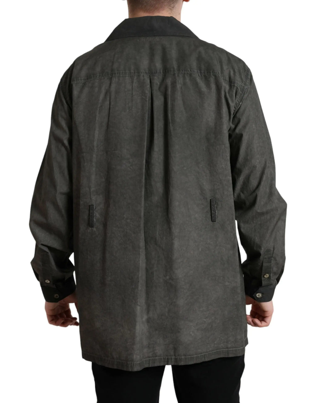 Veste en coton ciré gris foncé dolce & gabbana avec col classique et deux poches latérales manches longues