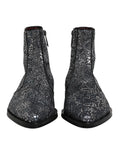 Bottes chelsea dolce & gabbana en coton gris foncé avec sequins argentés brillants et semelles noires