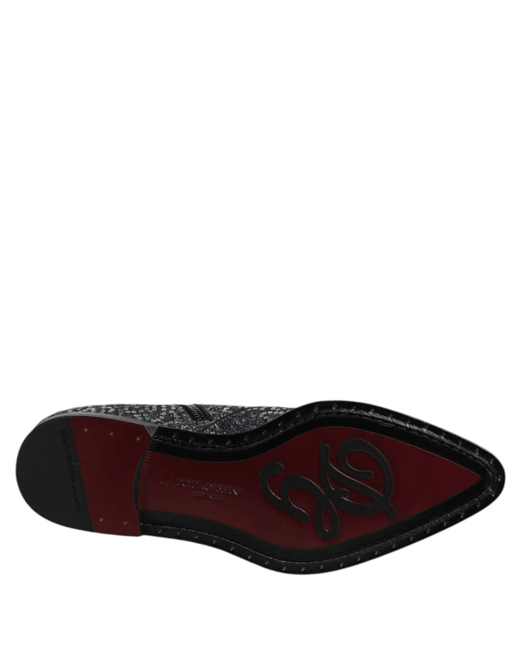 Chaussure dolce & gabbana dark gray coton sequins bottines chelsea en cuir noir et rouge avec dessus pailleté embossé