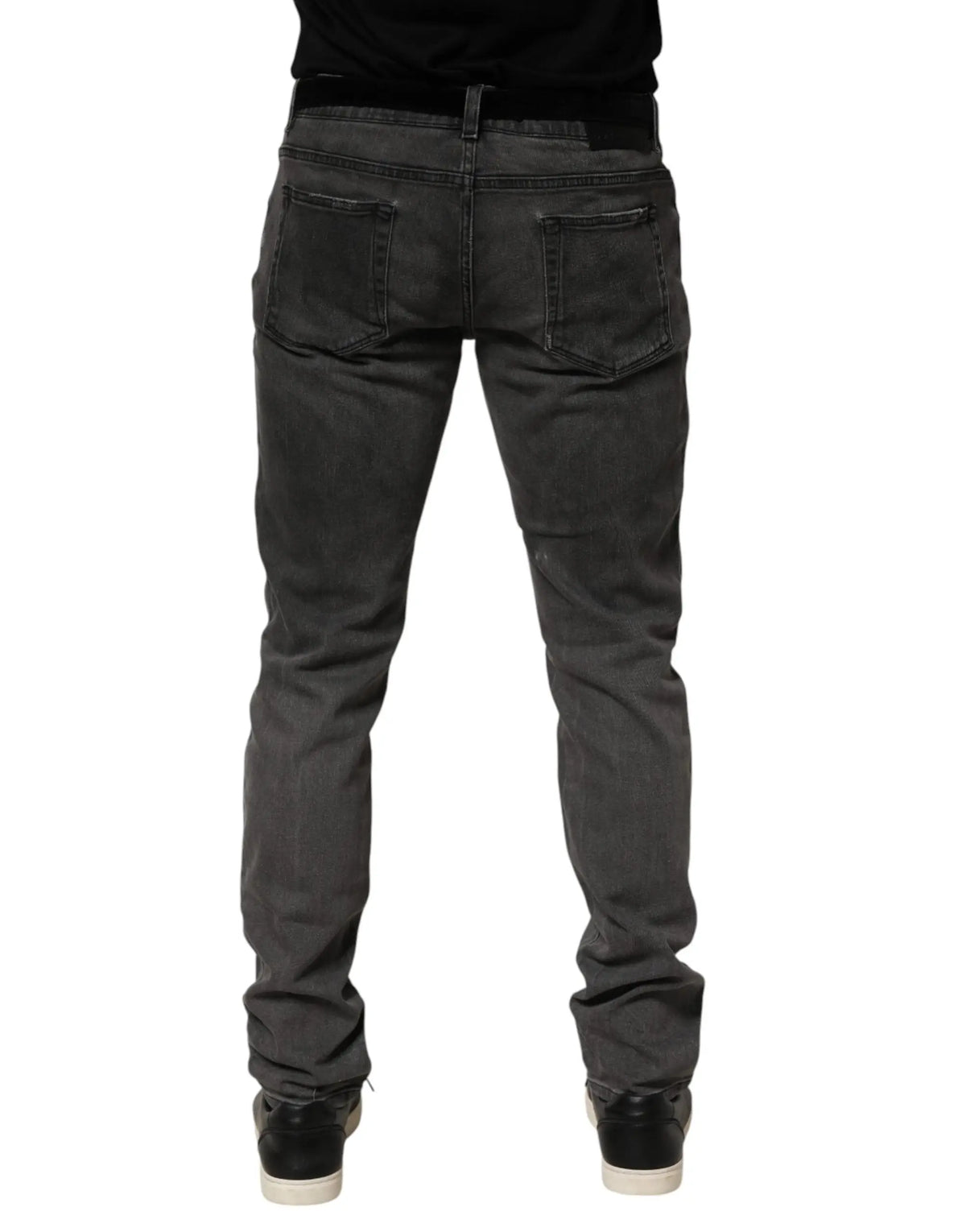 Jean slim en coton gris foncé dolce & gabbana avec poches arrière classiques en denim pour homme