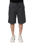 Shorts bermuda dolce & gabbana en denim stretch coton gris foncé avec coupe classique et revers roulés