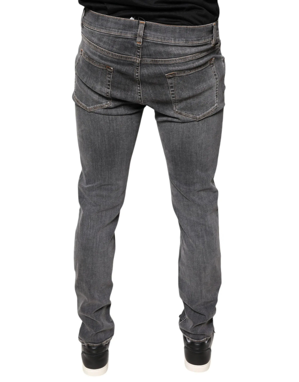 Jean slim fit gris foncé dolce gabbana en coton stretch avec cinq poches et finition délavée subtile