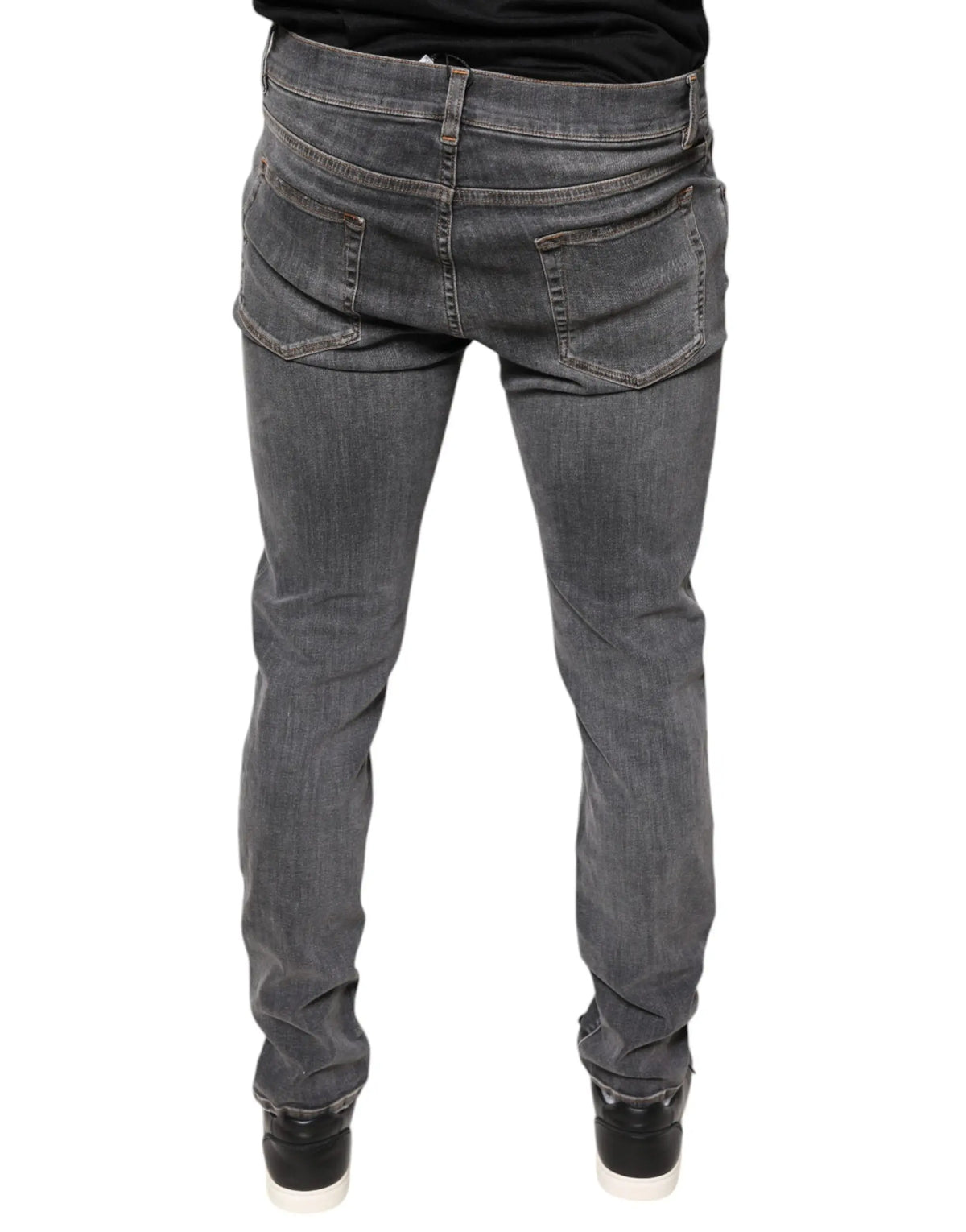 Jean slim fit gris foncé dolce gabbana en coton stretch avec cinq poches et finition délavée subtile
