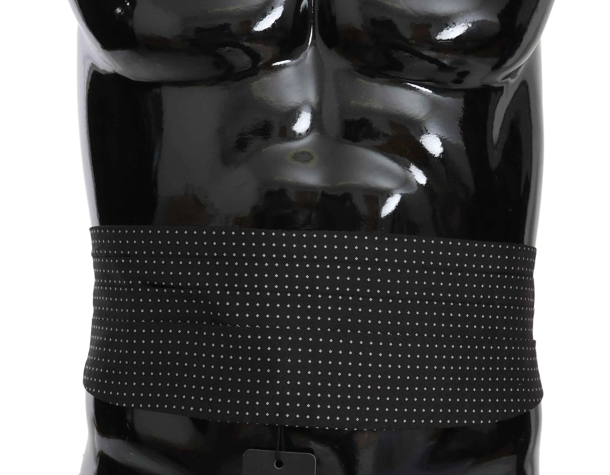 Dolce & gabbana ceinture taille en tissu extensible gris foncé à pois noirs en soie cummerbund