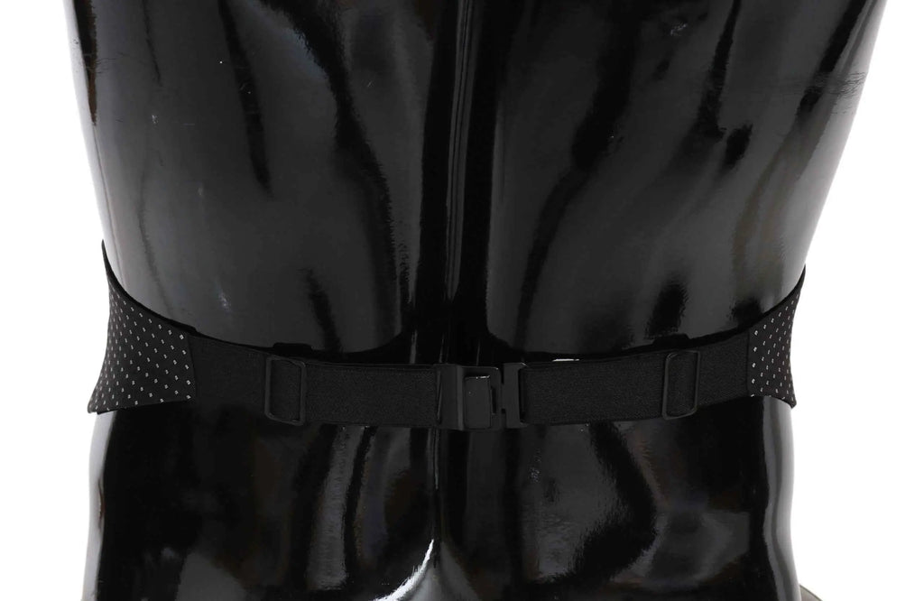 Dolce & gabbana ceinture de taille cummerbund en soie gris foncé avec finitions mates et doublure à pois blancs