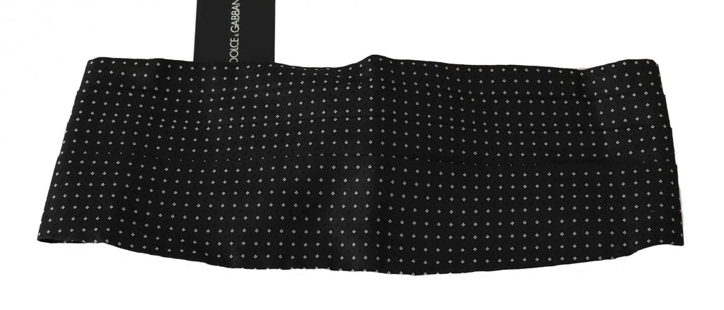 Écharpe dolce & gabbana noire en soie avec un motif subtil de petits points blancs pour ceinture cummerbund