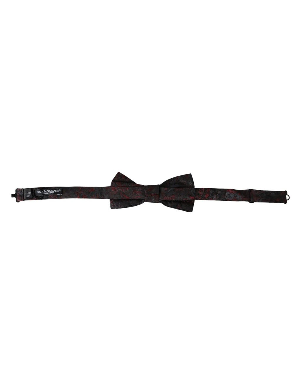 Dolce & gabbana dark gray floral adjustable neck men bow tie noir avec tissu à motif subtil rouge et gris