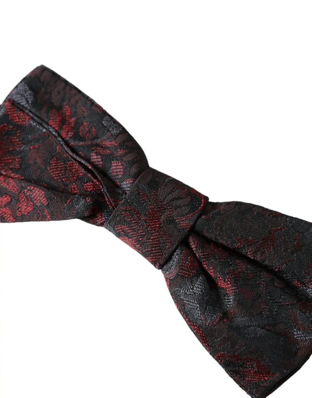 Noeud papillon pour homme dolce & gabbana gris foncé à motif floral rouge foncé et noir en tissu texturé réglable
