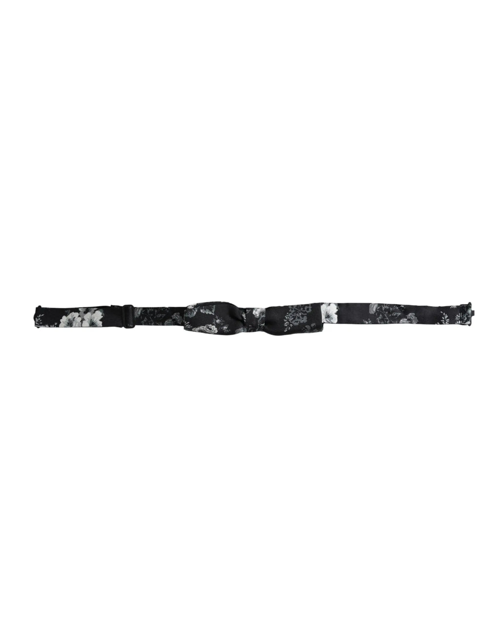 Noeud papillon homme dolce gabbana en soie gris foncé avec motif floral noir et finition satinée ajustable