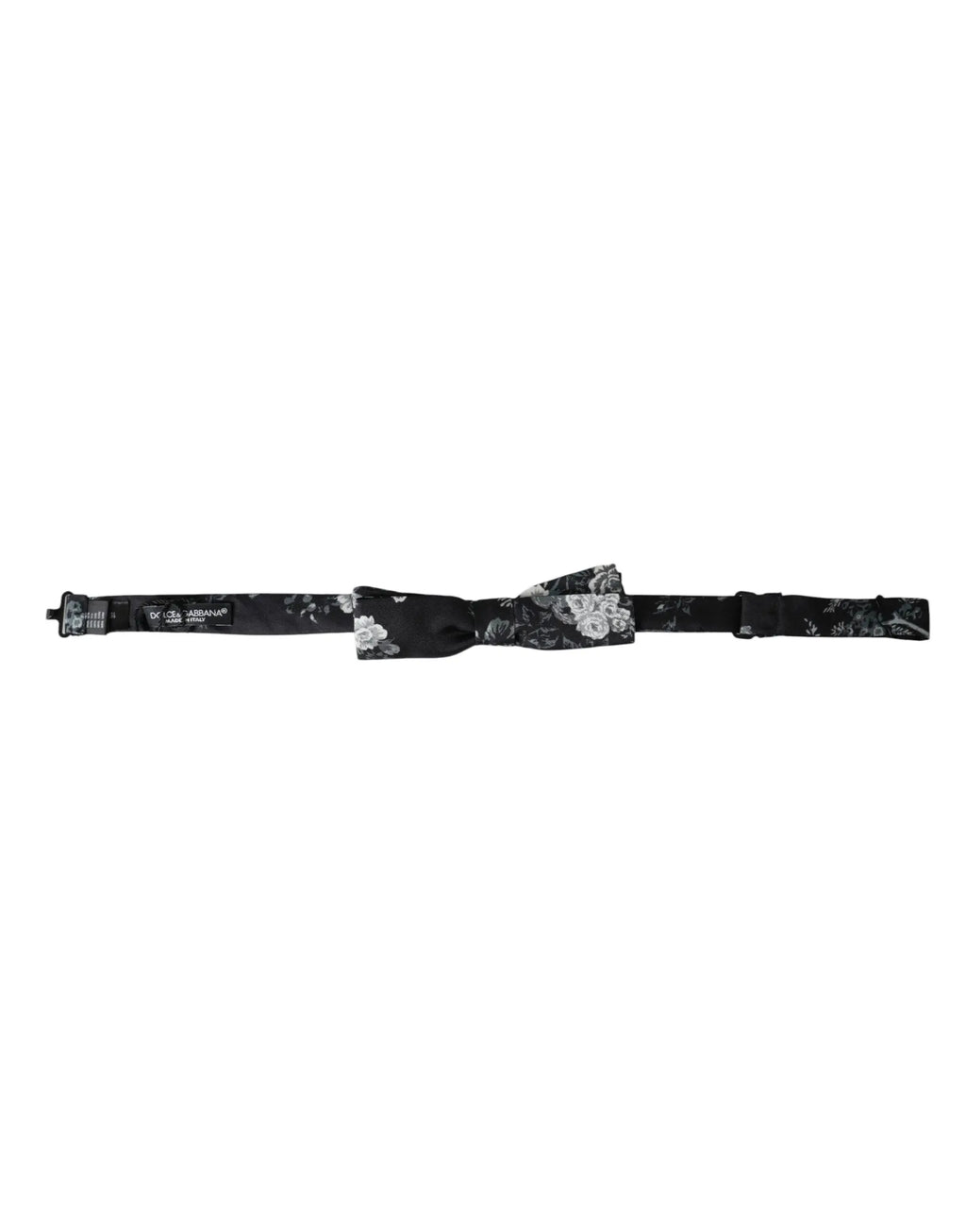Noeud papillon pour homme dolce & gabbana en soie gris foncé avec motif floral blanc délicat sur tissu satin