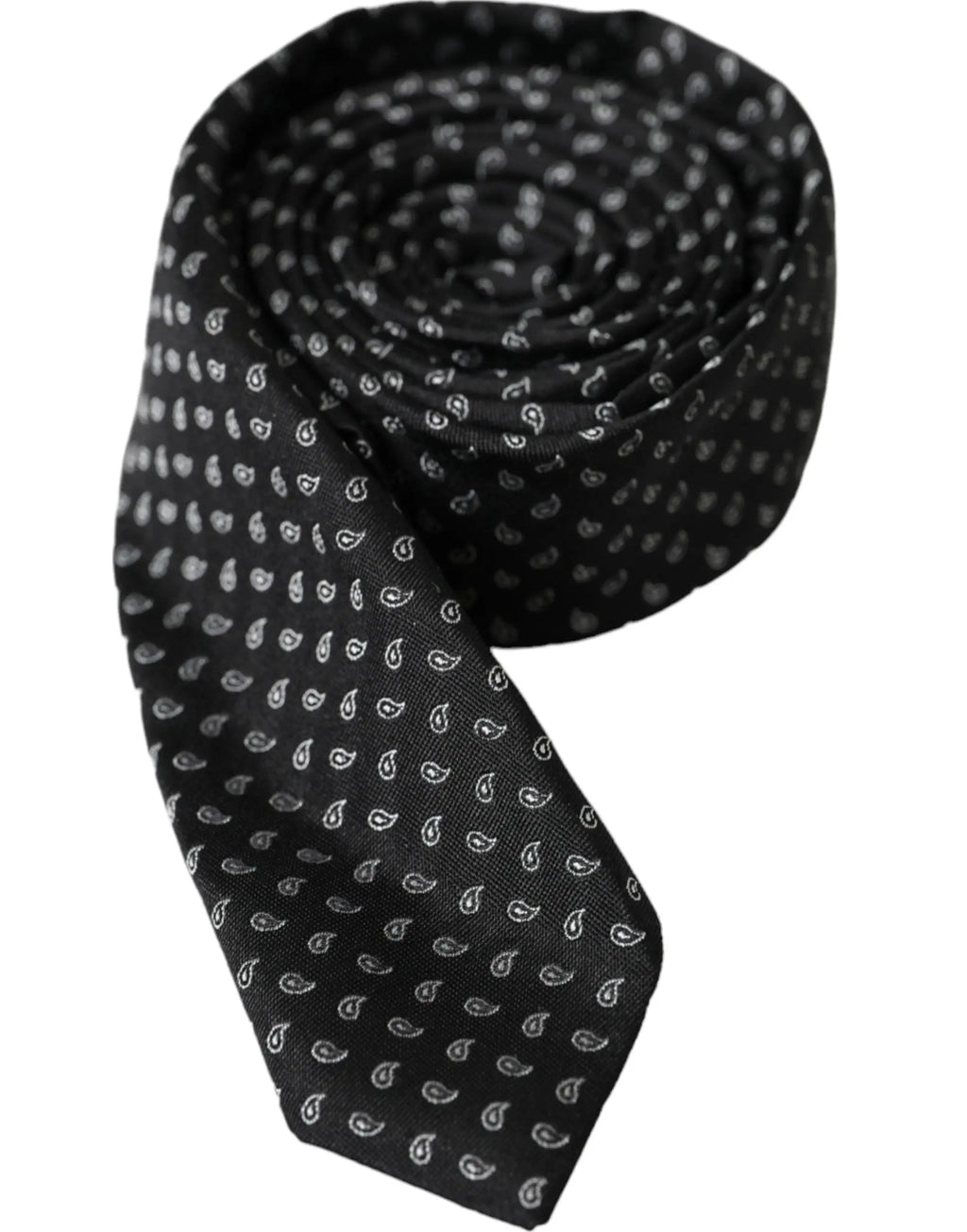 Cravate pour homme dolce & gabbana en soie jacquard gris foncé avec motif cachemire blanc subtil
